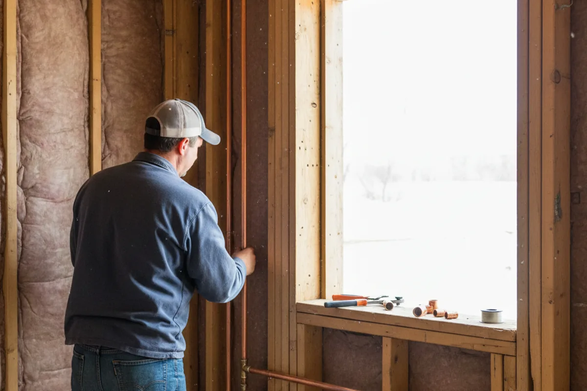 Licensed plumber running new copper supply lines in a Goodyears Bar home