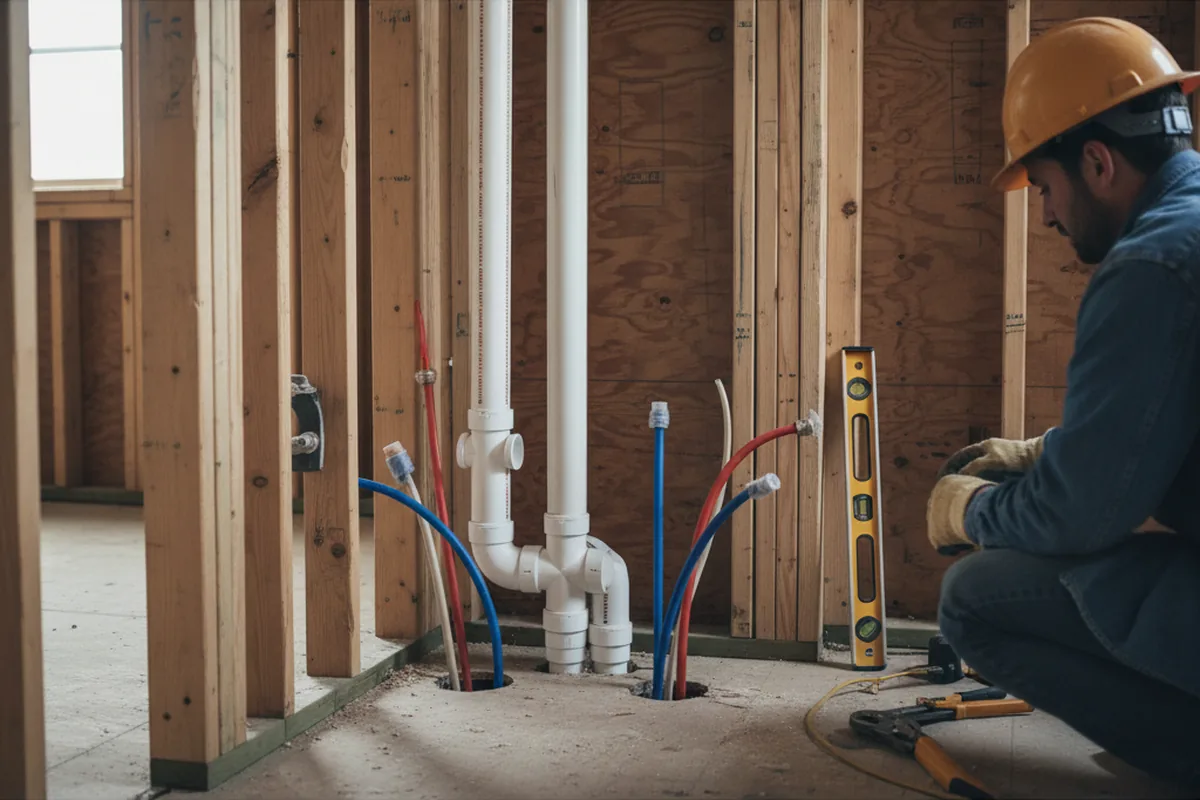 Drain and supply rough-in during Sump Pump Repair in Goodyears Bar